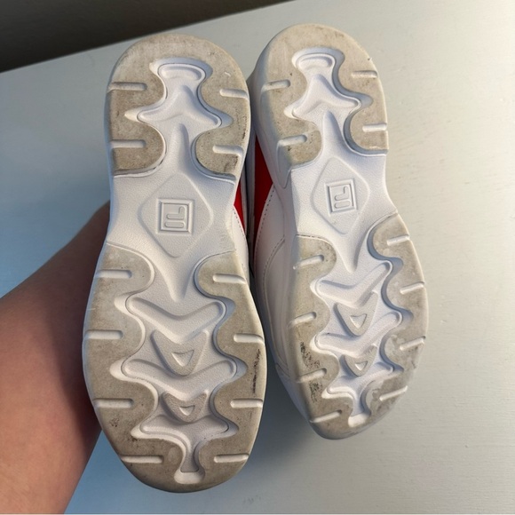 Youth Fila Ray Classic White Sneaker with Blue and Res Trim Size 3 - Picture 5 of 6